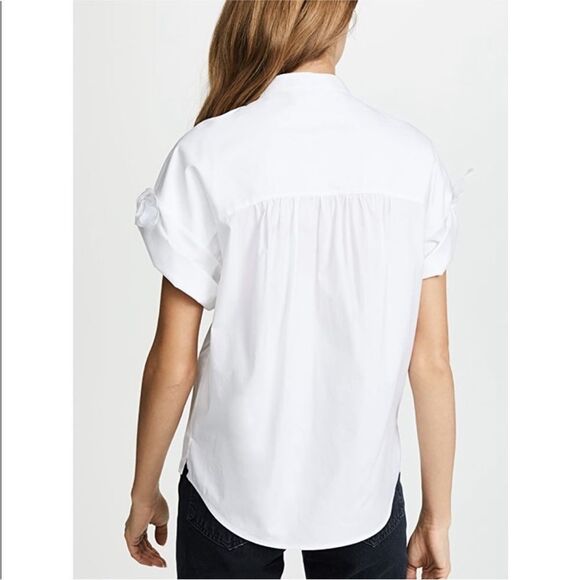 Veronica Beard Sanaa Button Down Poplin Short Sleeve Shirt in White Size 2 - Picture 4 of 13